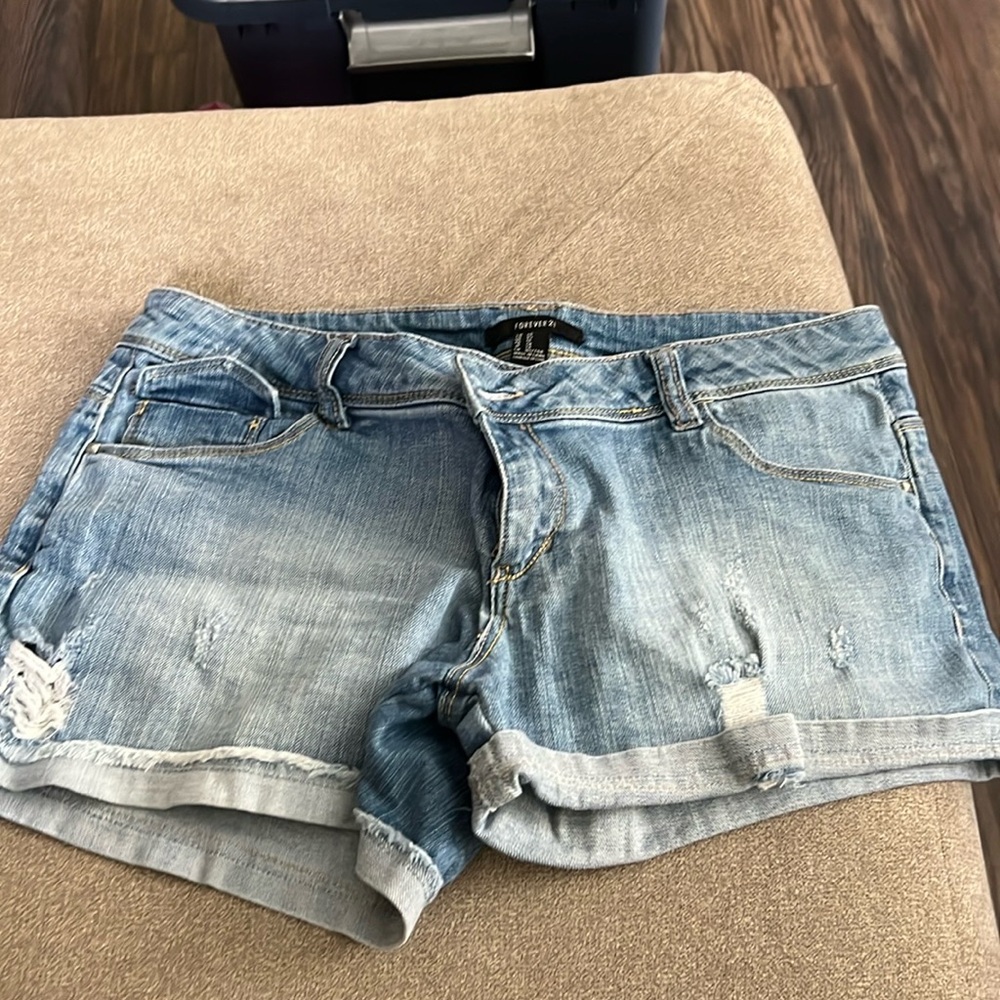 Forever 21 Faded Blue Denim Shorts